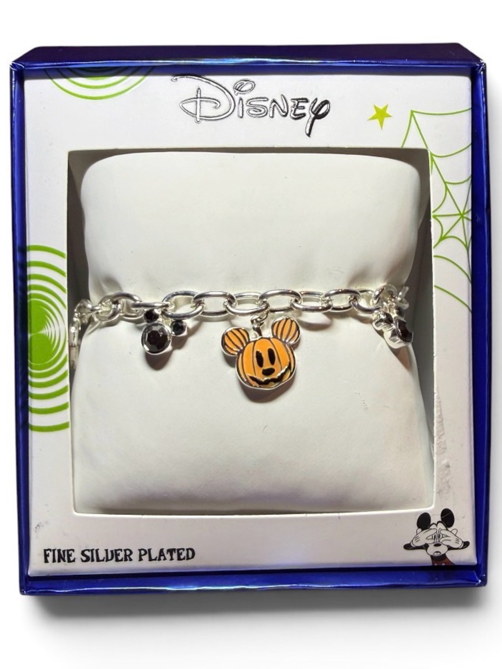 Disney Halloween Mickey Pumpkin Charm Bracelet | La Rocks | NIB | Silver Plated